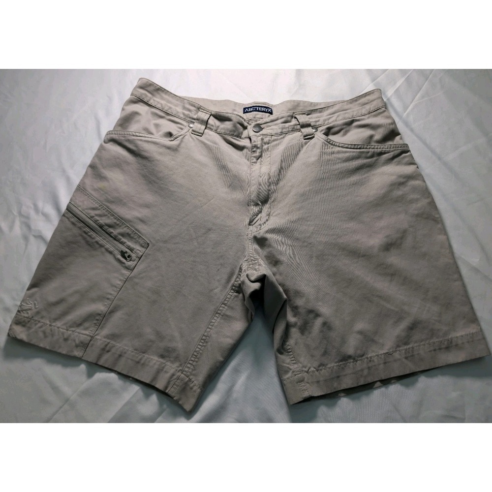 Arc'teryx Canvas Cargo Stowe Shorts Men's 36 Khaki Hiking‎ Outdoor Inseam 8.5